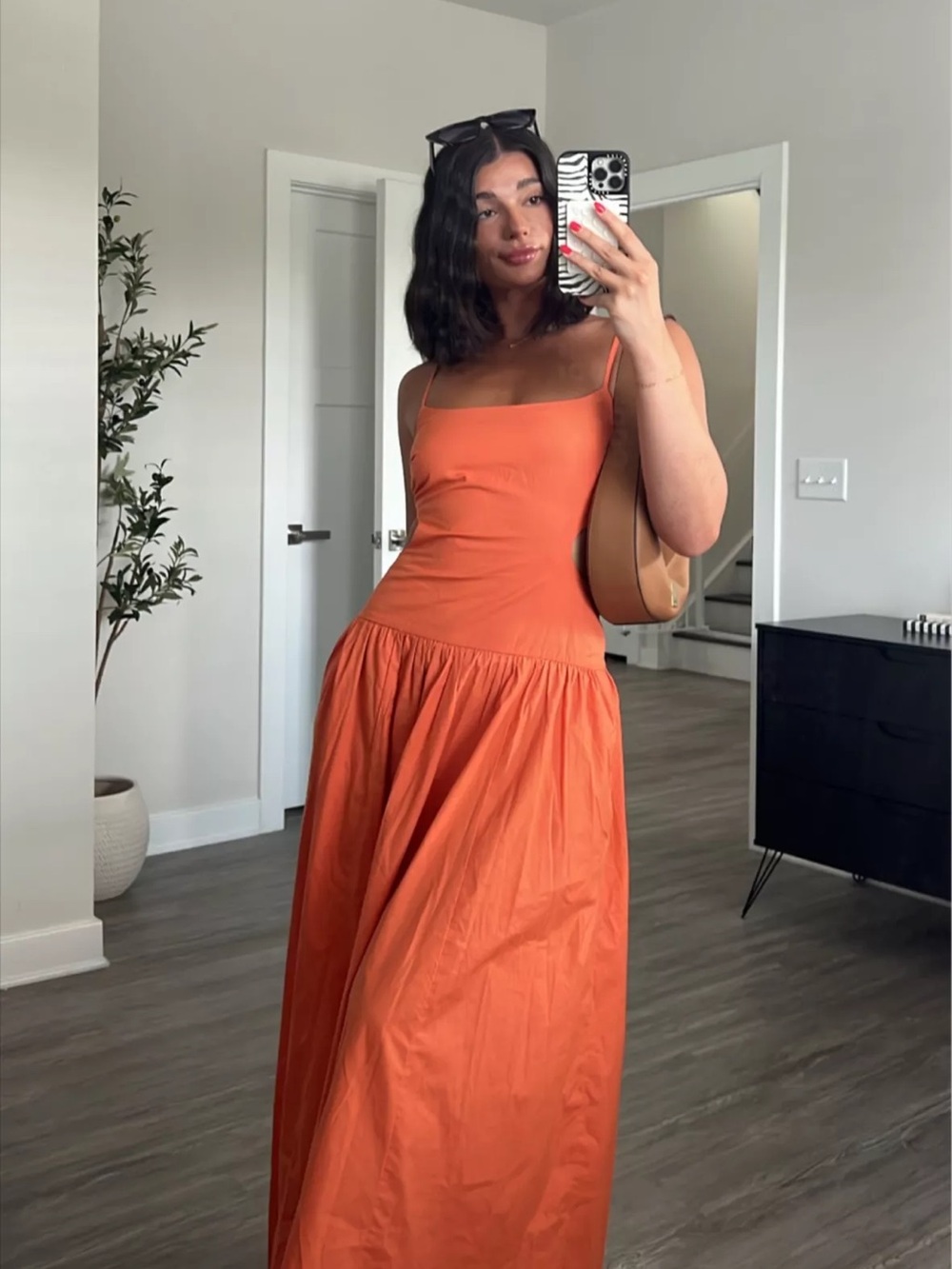 Abercrombie Orange Drop Waist Cutout Dress - Picture 3 of 5